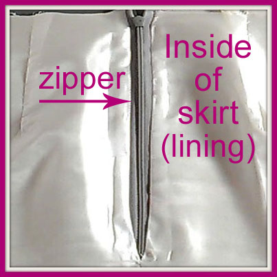 sew your skirt lining to your zipper by sewing machine, not by hand