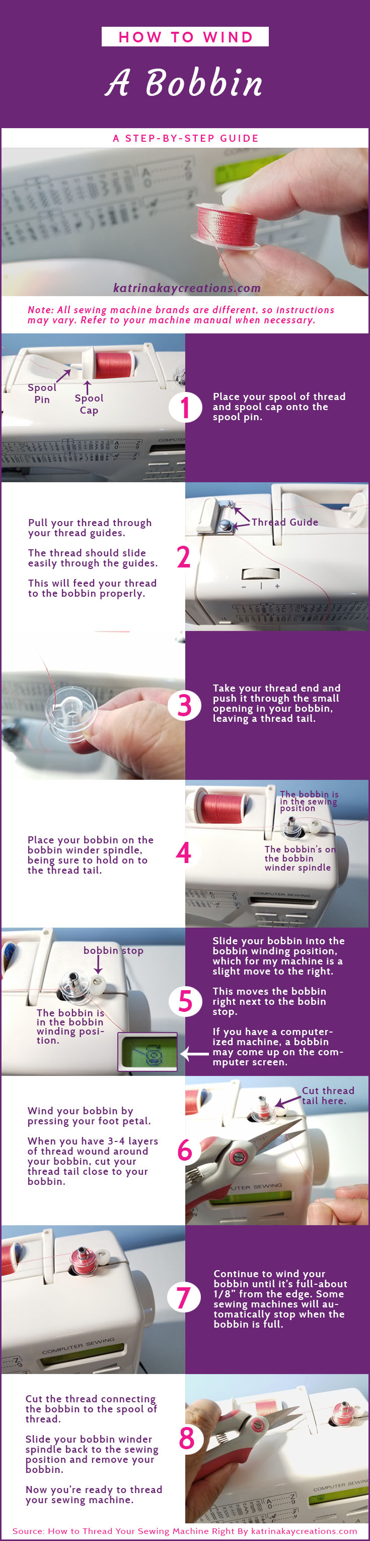 How To Thread Your Sewing Machine | How To Wind A Bobbin | How To Thread A Bobbin | Als u problemen hebt met het opwinden van uw spoel of het inrijgen van de spoel van uw naaimachine, vindt u in dit blogartikel nuttige tips over de geleiders op uw machine en hoe u ze moet gebruiken. En als je geen handleiding voor je naaimachine hebt, geef ik bronnen waar je er misschien een kunt vinden.'re having a problem winding your bobbin or threading your sewing machine & bobbin, this blog post will give you helpful tips about the guides on your machine and how to use them. And if you don't have a user manual for your sewing machine, I give resources where you might be able to find one.