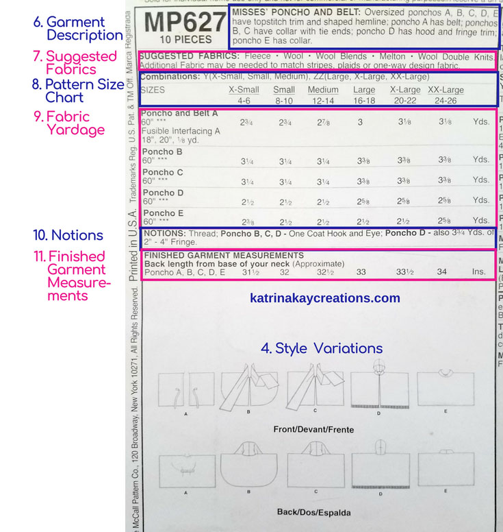 Simplicity Pattern Size Chart